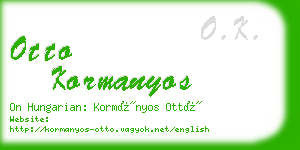 otto kormanyos business card